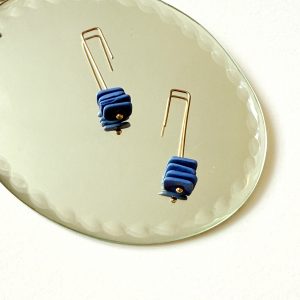 Boucles d’oreilles  Aube en Porcelaine Bleu