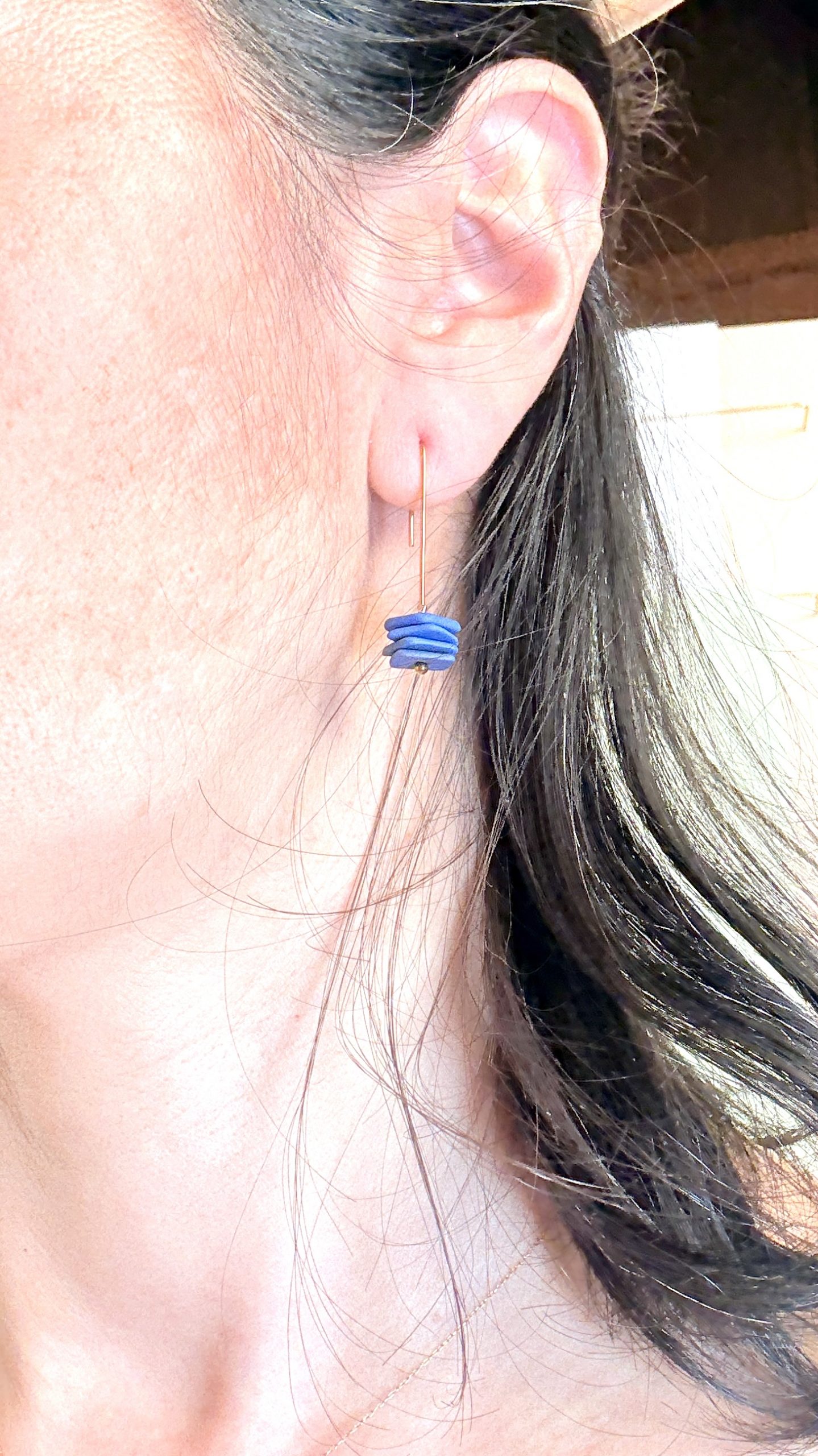 Boucles d’oreilles Aube en Porcelaine Bleu – Image 5